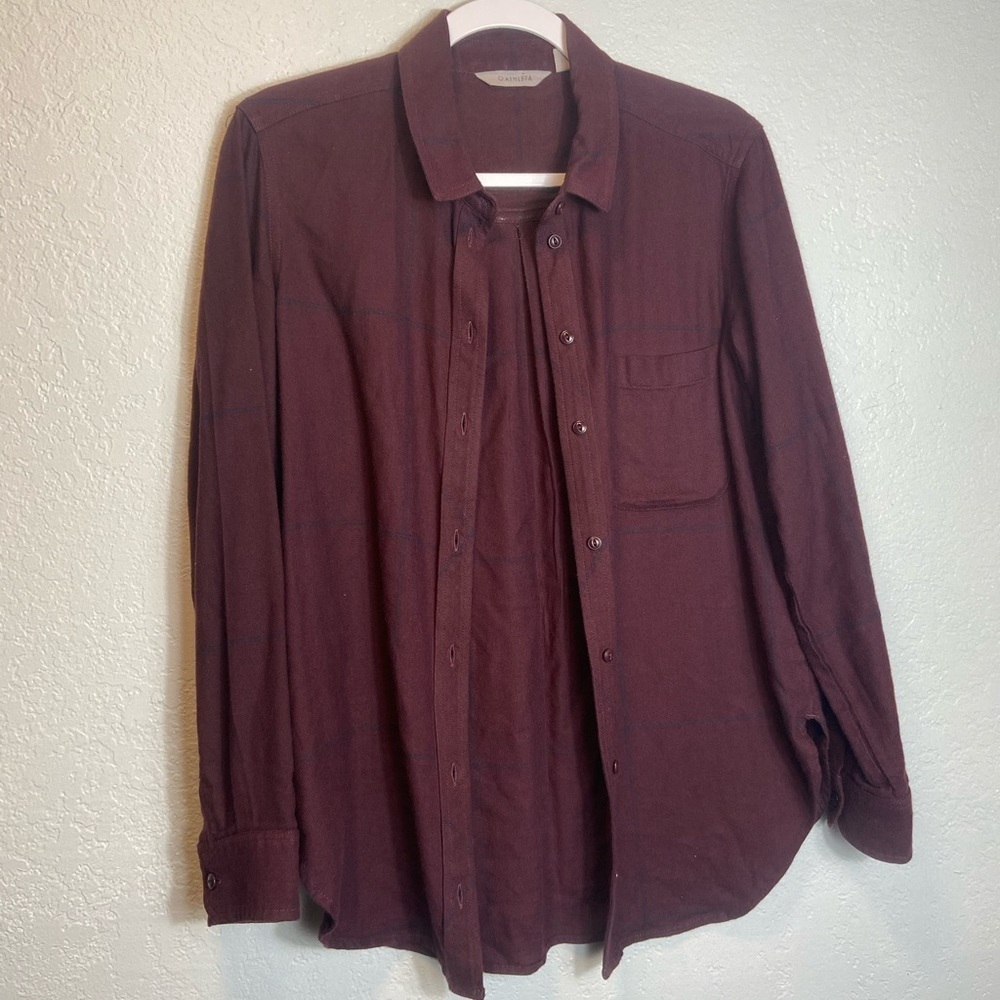 Athleta Women’s Sz S Heat Tech Flannel Burgundy - Picture 3 of 5